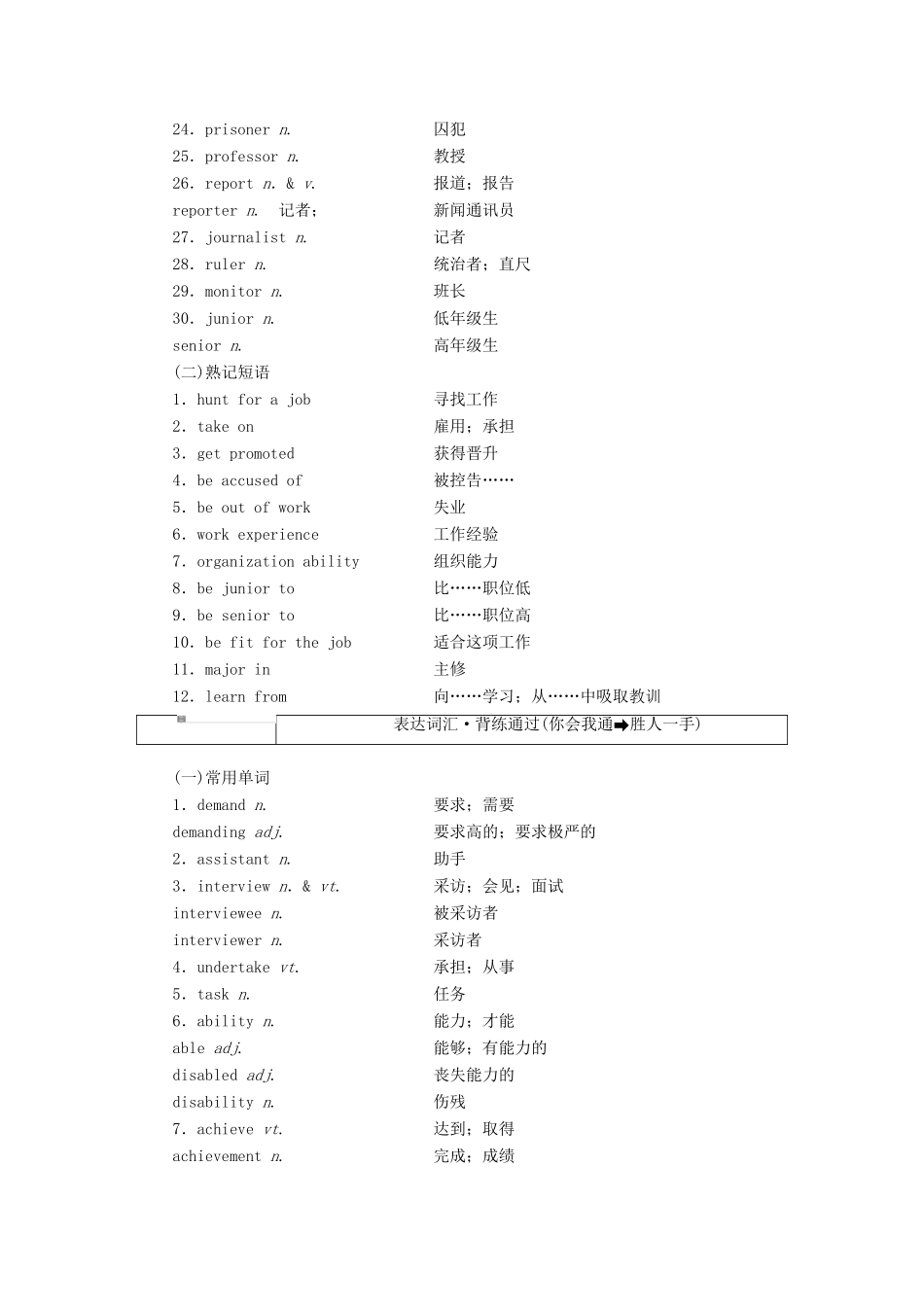 高考英语一轮复习 精选晨背热点话题（十四）工作与职业讲义-人教版高三全册英语教案_第2页