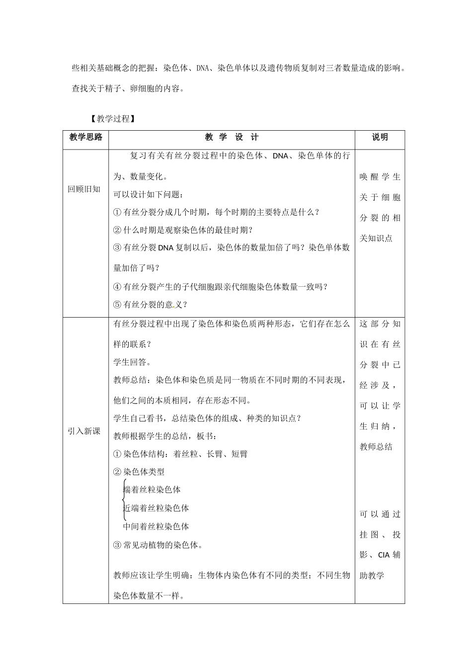高中生物： 21 减数分裂中的染色体行为（教案）浙科版必修2_第3页