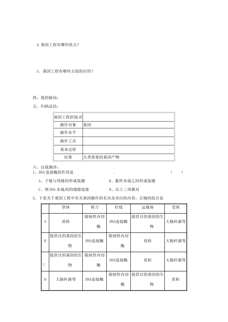 高中生物 6.2《基因工程及其应用》教案（4） 新人教版必修2_第2页