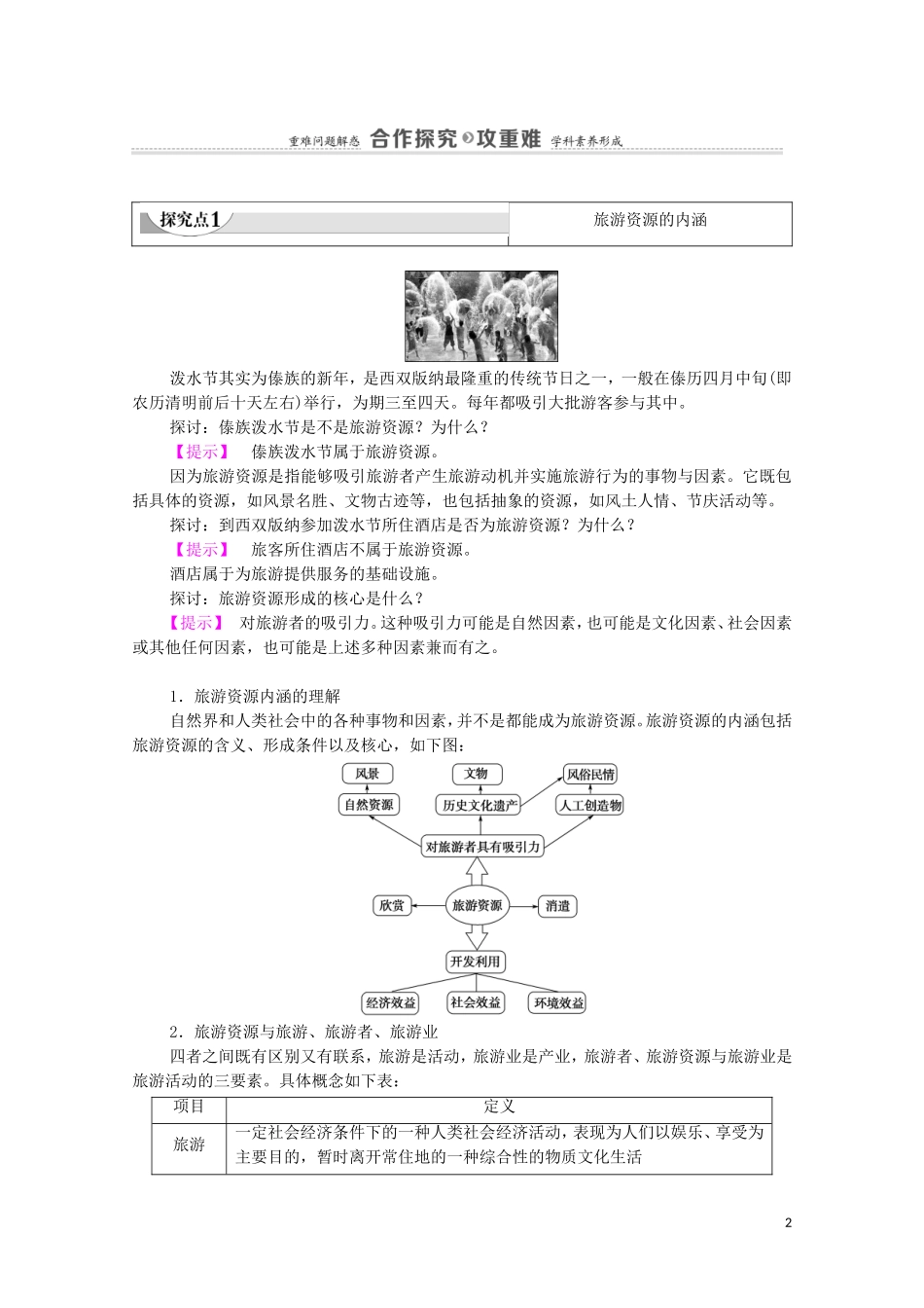 高中地理 第1章 旅游和旅游资源 第1节 旅游资源的内涵及特点教案 中图版选修3-中图版高中选修3地理教案_第2页