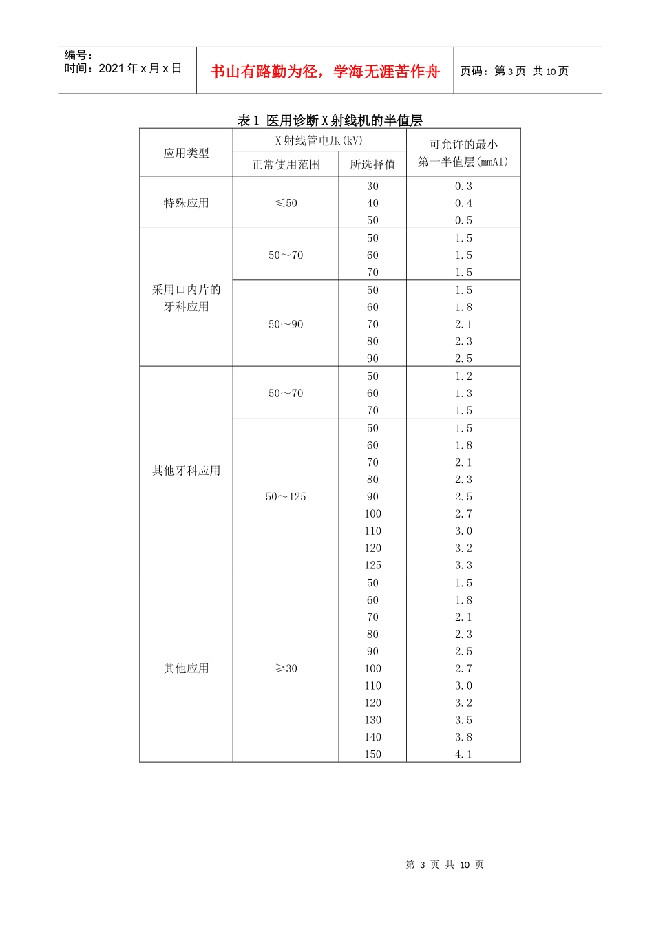 医用X射线诊断卫生防护标准_第3页
