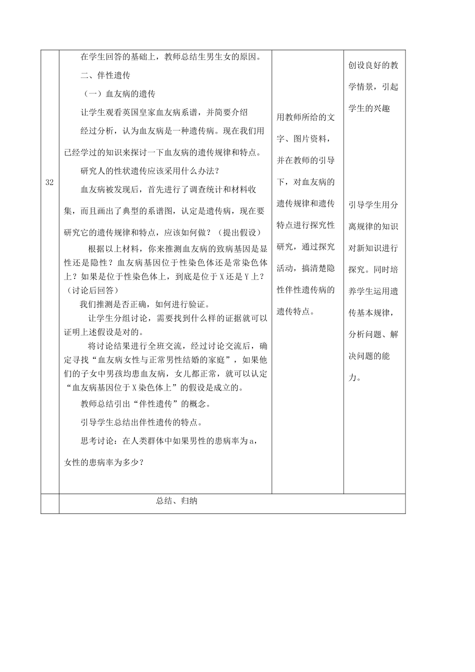 高中生物性别决定和伴性遗传教案 旧人教 必修2_第3页