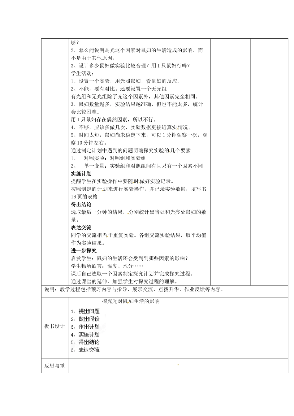 山东省临淄外国语实验学校七年级生物上册 第一单元 第二章 了解生物圈《探究课 探究光对鼠妇生活的影响》教学设计 鲁科版_第2页