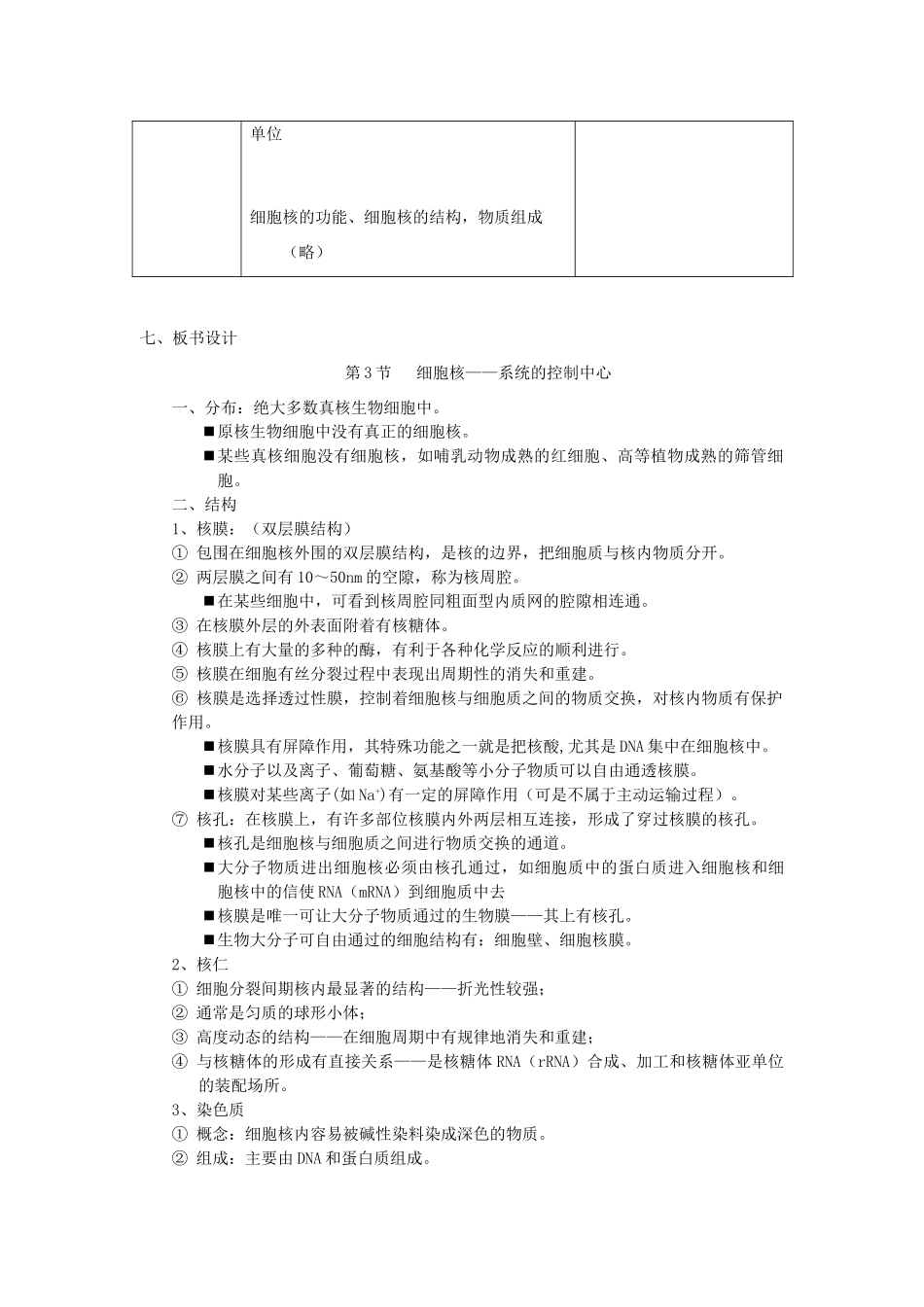 高中生物《细胞核——系统的控制中心》教案1 新人教版必修1_第2页