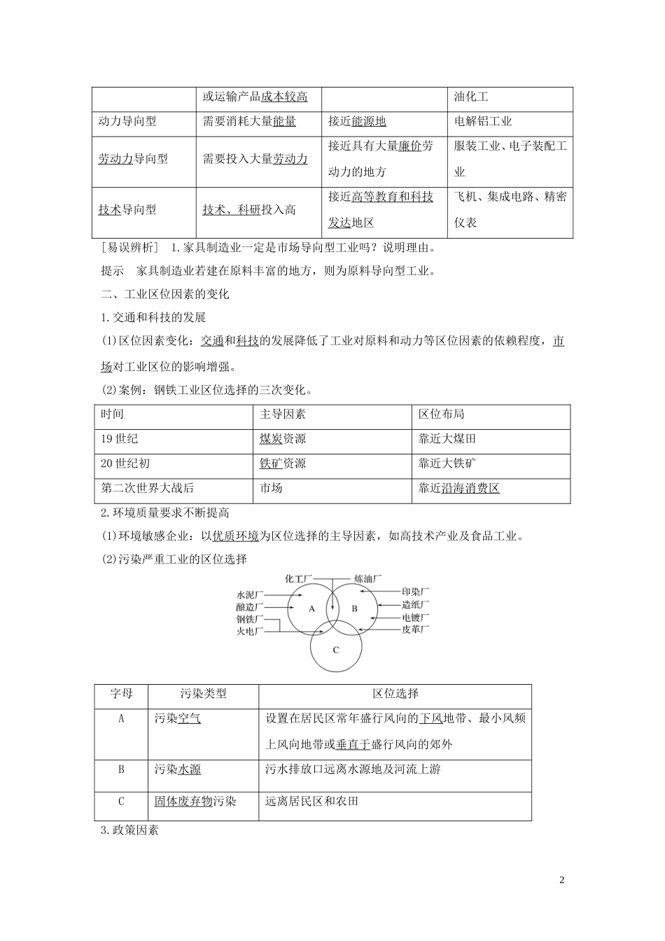 （四川专用）高考地理一轮复习 第十单元 工业生产 第26讲 工业区位因素教案（含解析）新人教版-新人教版高三全册地理教案_第2页