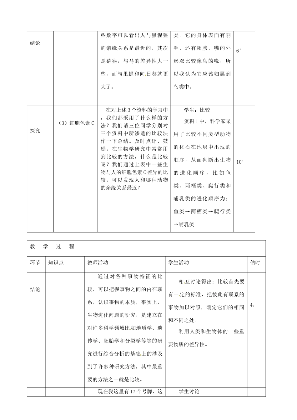 山东省临沭县第三初级中学八年级生物下册《7-3-2生物进化的历程》教案 新人教版_第3页