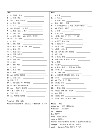 人教版九年级全一册英语单词表