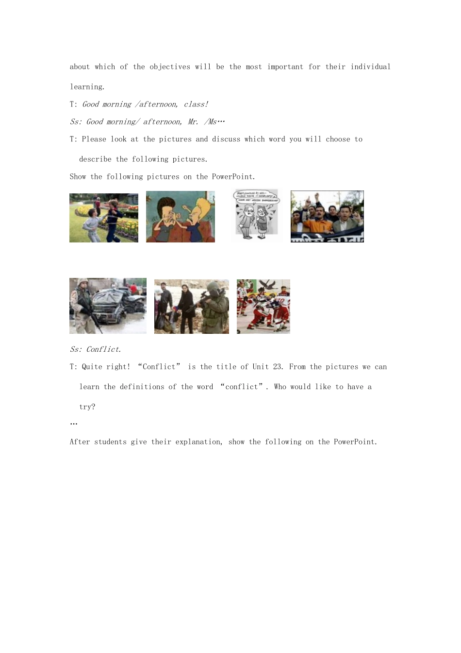 安徽省滁州市第二中学高中英语 Unit23 Conflict The First Period  Warm up & Culture Corner教案 北师大版选修8_第2页