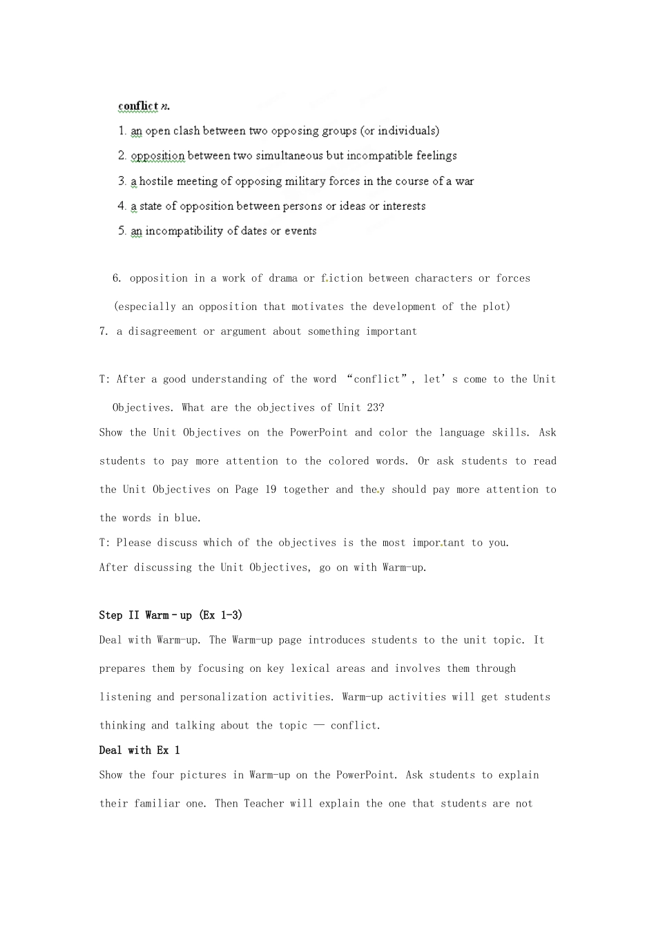 安徽省滁州市第二中学高中英语 Unit23 Conflict The First Period  Warm up & Culture Corner教案 北师大版选修8_第3页
