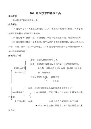 高中生物DNA 重组技术的基本工具人教版选修三
