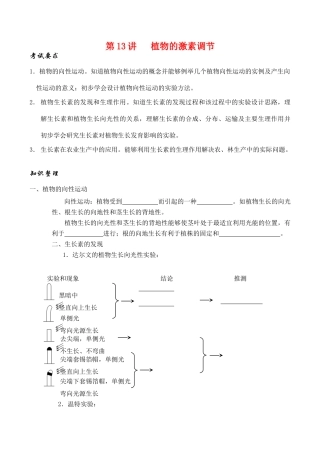 高考生物第一轮系列讲座 第13讲  植物的激素调节