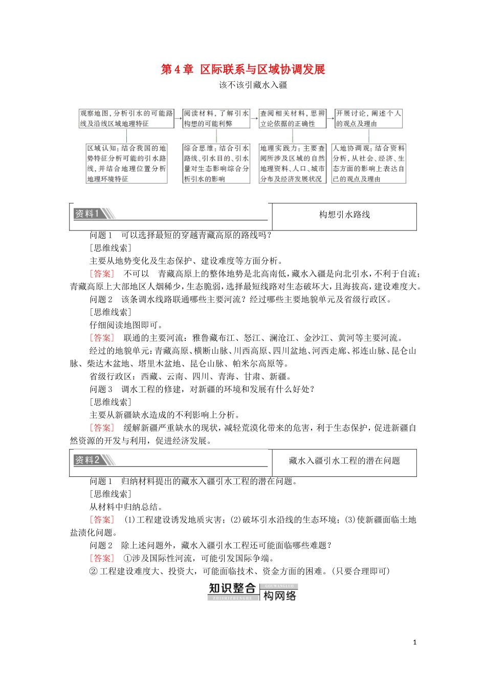 高中地理 第4章 区际联系与区域协调发展 章末小结与测评教案 新人教版选择性必修2-新人教版高中选择性必修2地理教案_第1页