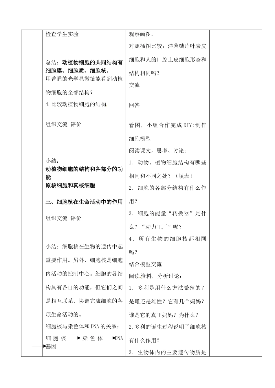七年级生物下册 4.8.1 生物体的基本结构教案 （新版）苏科版-（新版）苏科版初中七年级下册生物教案_第3页