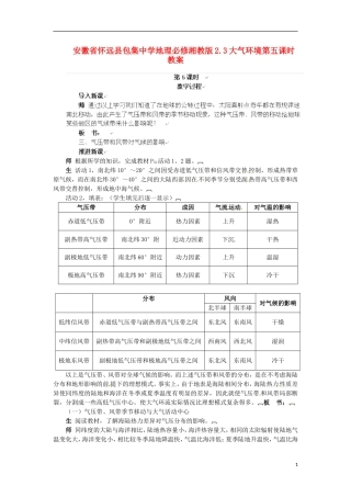 安徽省怀远县包集中学地理 2.3大气环境第五课时教案 湘教版必修