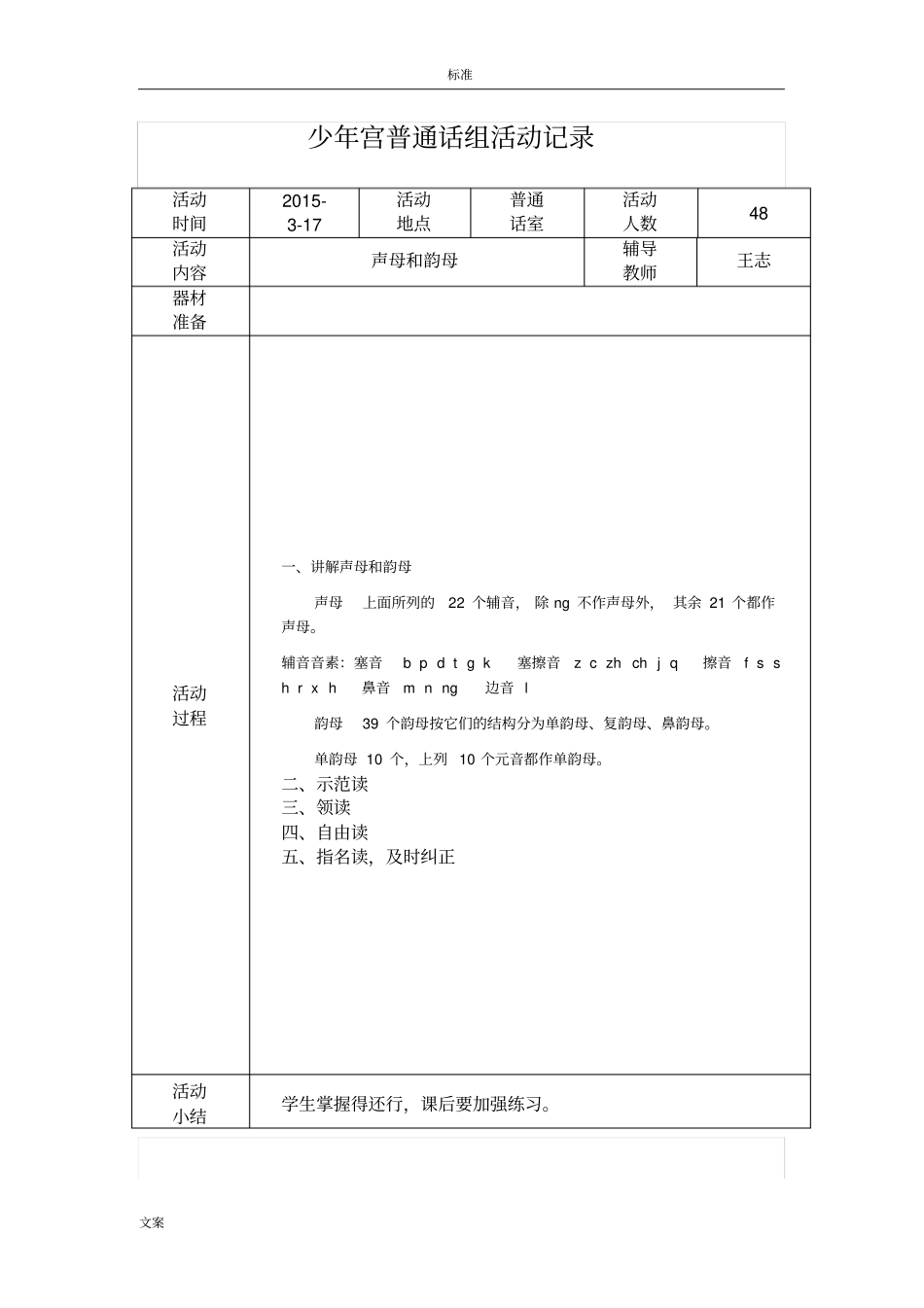 少年宫普通话组精彩活动记录簿_第1页