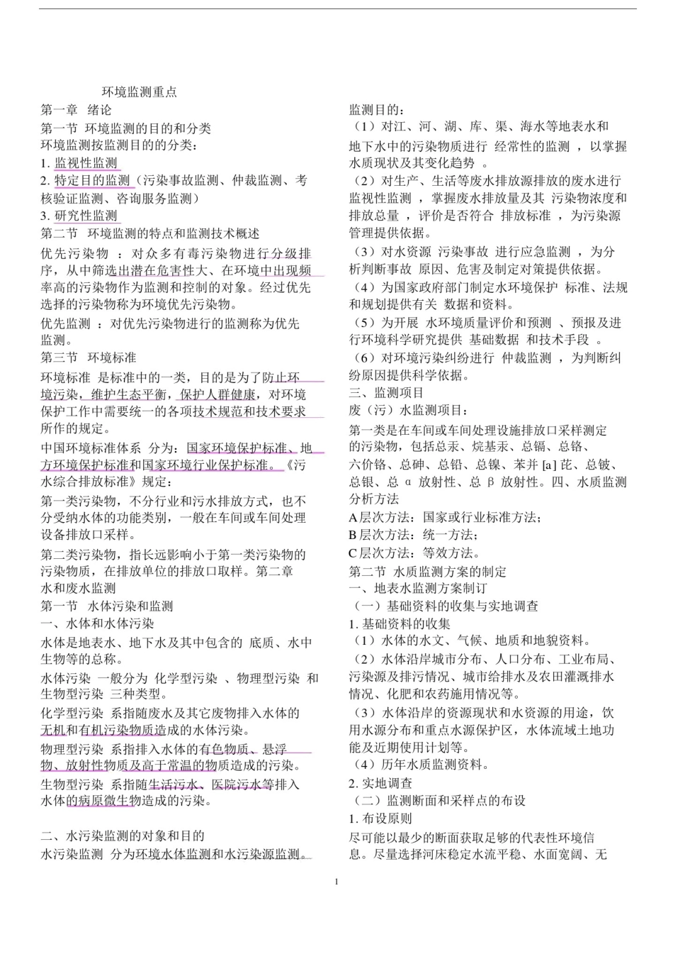 (完整word版)奚旦立第四版《环境监测》要点总结.doc_第1页