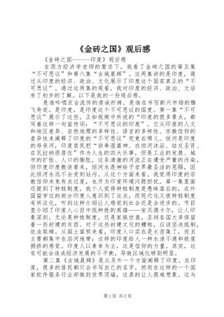 《金砖之国》观后感