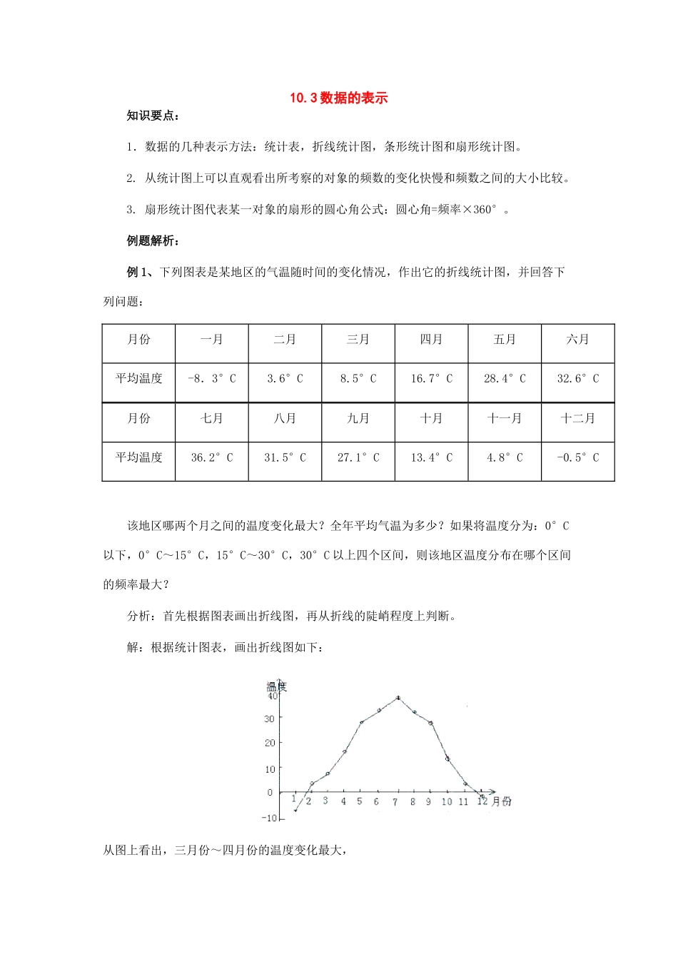 七年级数学下册：10.3数据的表示教案（北京课改版）_第1页