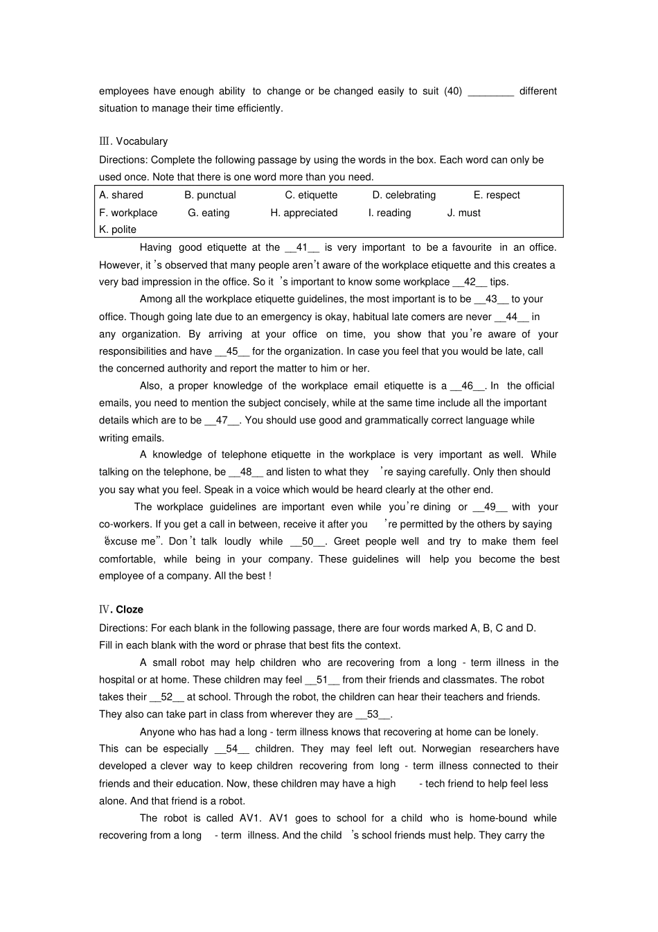 2018-2019学年嘉定区高一上英语期末考试试卷(含答案)_第2页