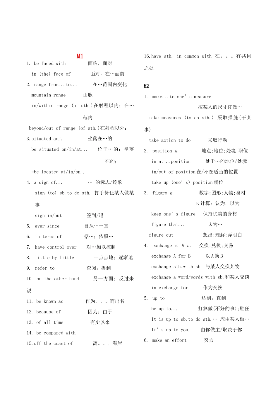 高中英语 Module1-6词组教案 外研版必修3_第1页