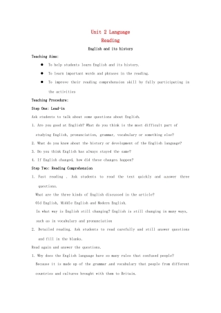 高中英语 Unit 2 Language Reading教案 牛津译林版必修3-牛津版高一必修3英语教案