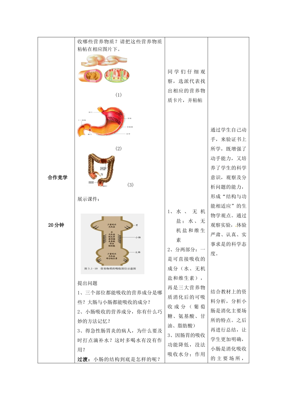 七年级生物下册 3.1.2 消化和吸收教案（3）（新版）济南版-（新版）济南版初中七年级下册生物教案_第3页