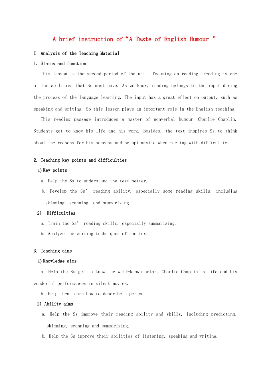 高中英语 Book4 Unit3说课稿 新人教版必修4_第1页