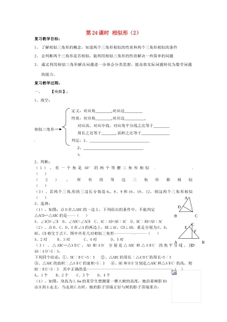 山东省日照市东港实验学校九年级数学总复习 第24课时 相似形（2）教案 新人教版