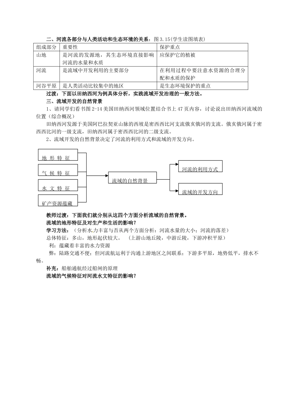 高中地理 第二章 区域可持续发展 第二节《美国田纳西河流域的治理》教学设计 中图版必修3-中图版高二必修3地理教案_第3页