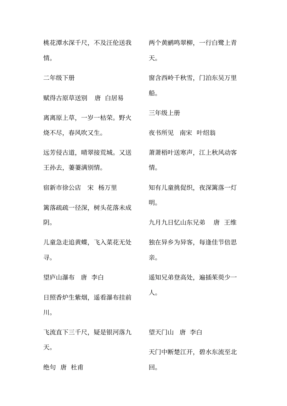 人教版一年级至六年级必背古诗词_第3页
