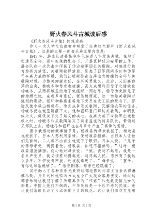 野火春风斗古城读后感