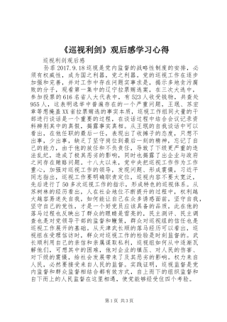 《巡视利剑》观后感学习心得