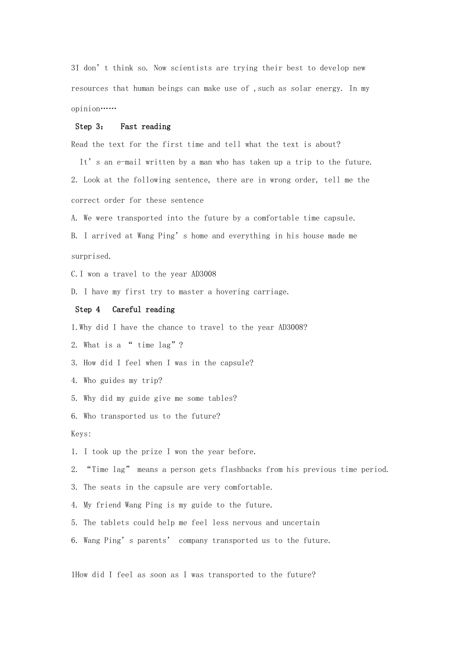 高中英语 Unit 3《Life in the Future》教案（8） 新人教版必修5_第3页