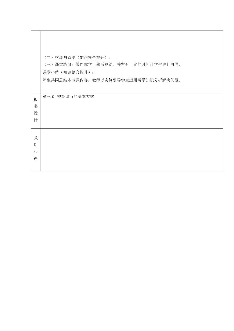 山东省烟台市黄务中学七年级生物下册 第三 神经调节的基本方式教案 鲁教版五四制_第2页