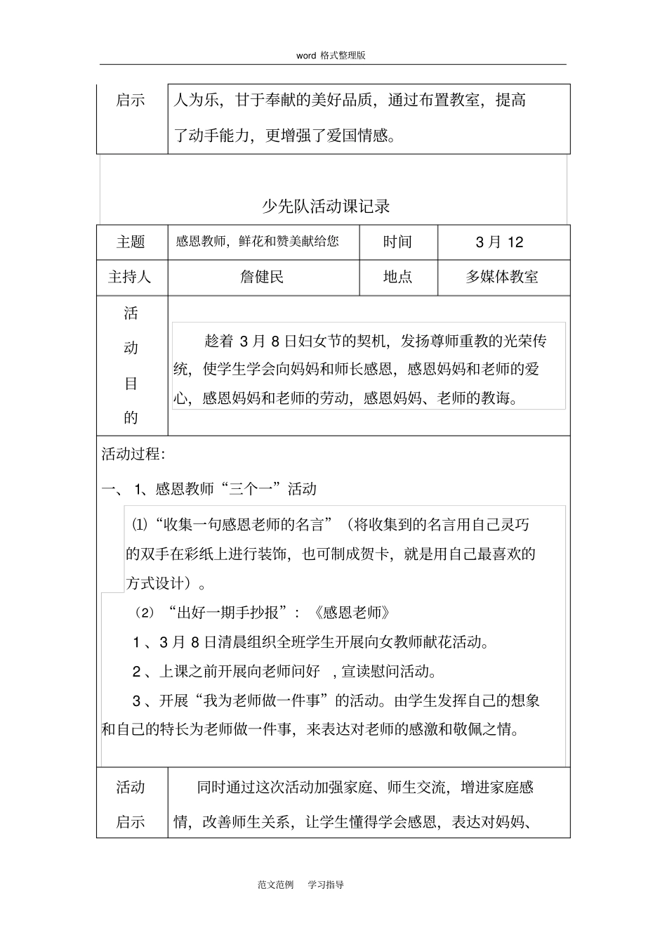 2018年下学期少先队活动记录文本表_第2页