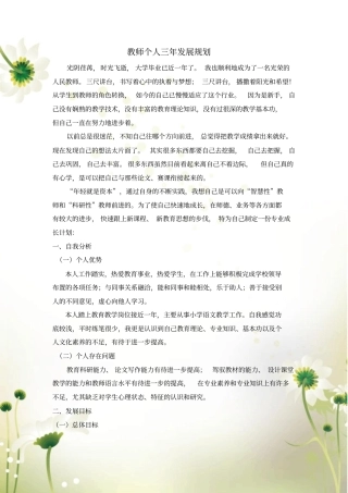 小学教师三年专业发展规划