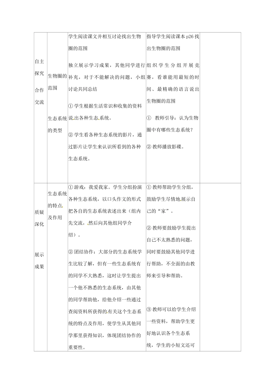 山东省临沭县第三初级中学七年级生物上册 生物圈是最大的生态系统教案 新人教版_第2页
