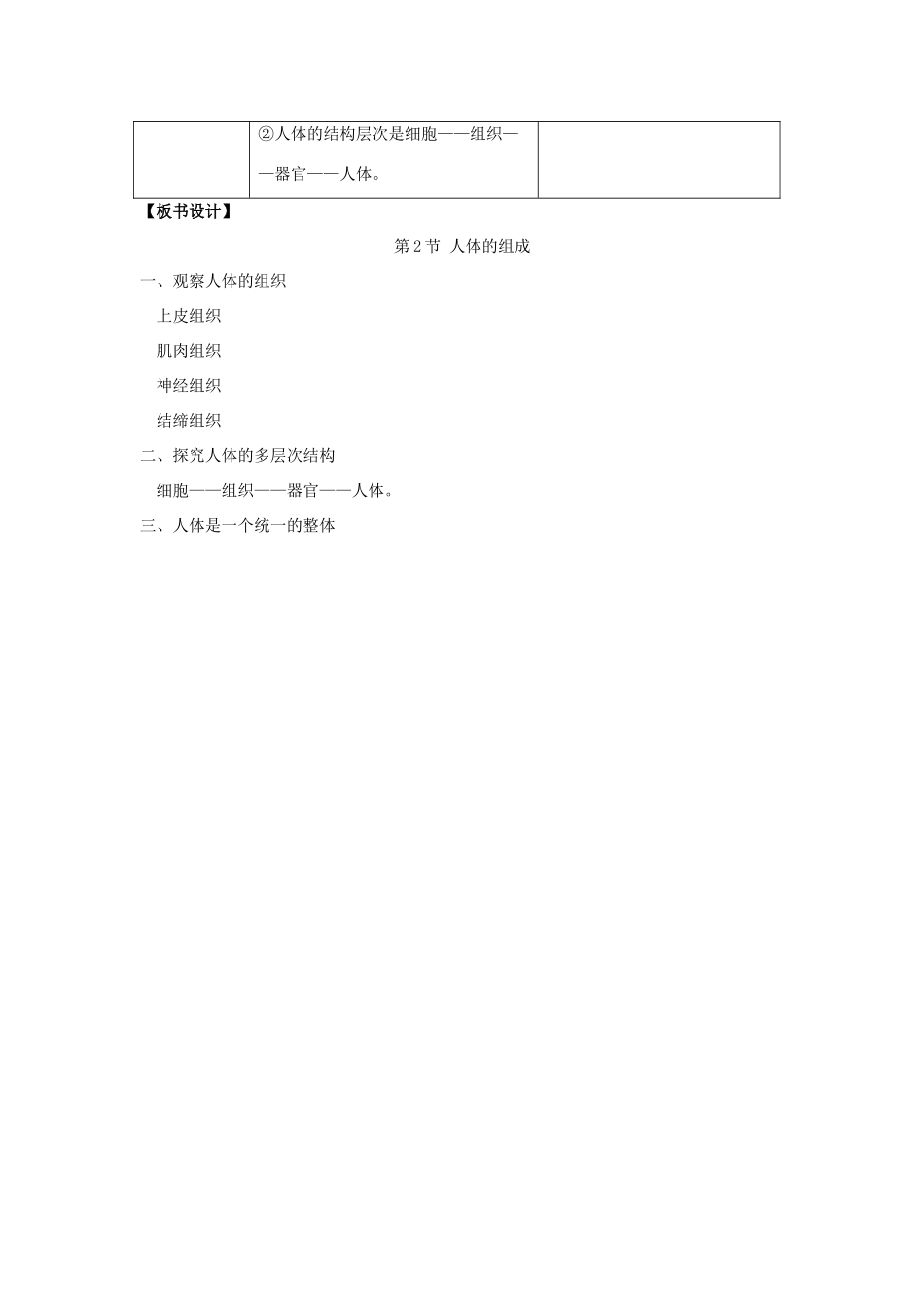 七年级生物下册 第9章 第2节《人体的组成（第2课时）》教案 （新版）苏科版_第3页