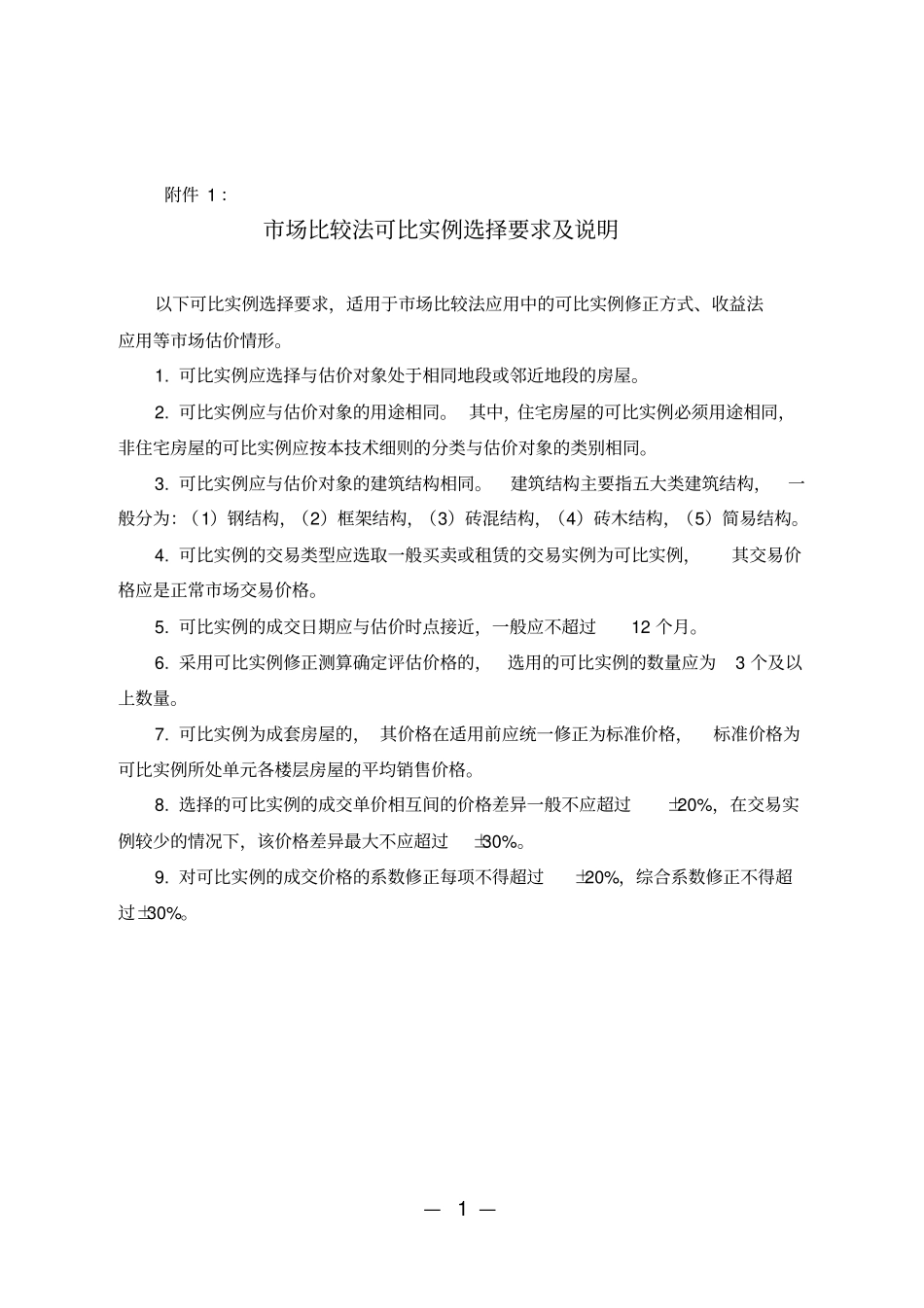 市场比较法可比实例选择要求及说明_第1页