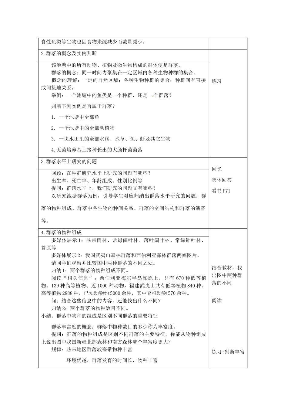 高中生物 4.3 群落的结构教学设计 新人教版必修3-新人教版高二必修3生物教案_第2页