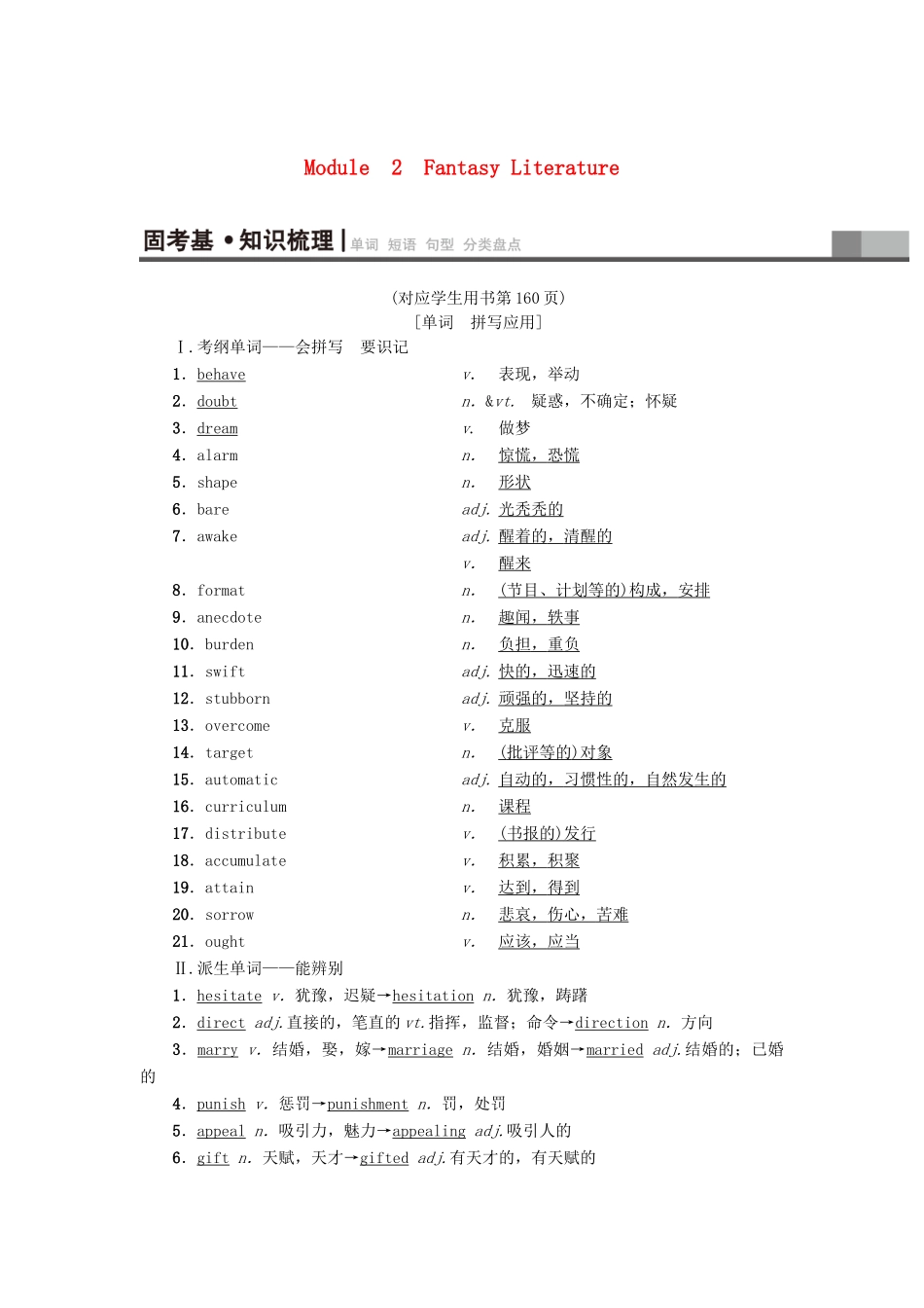 高三英语一轮复习 Module 2 Fantasy Literature教师用书 外研版选修6-外研版高三选修6英语教案_第1页