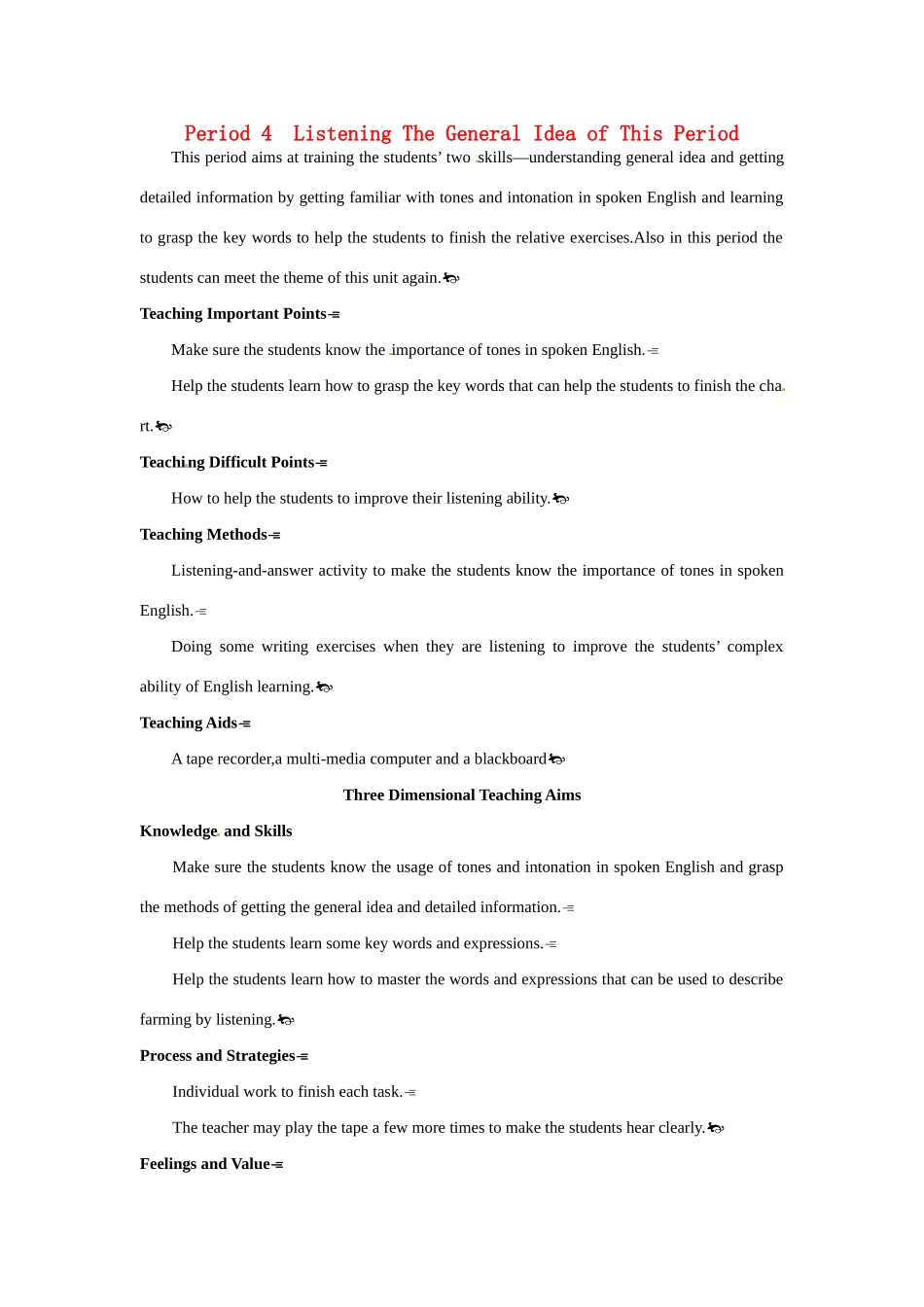 高中英语 Period 4　Listening（Unit 2 Working the land）优秀教案 新人教版必修4_第1页