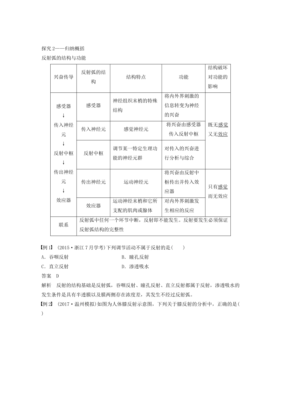 高中生物 第二章 动物生命活动的调节 第4课时 反射与体温调节教案（必修3）-人教版高中必修3生物教案_第3页