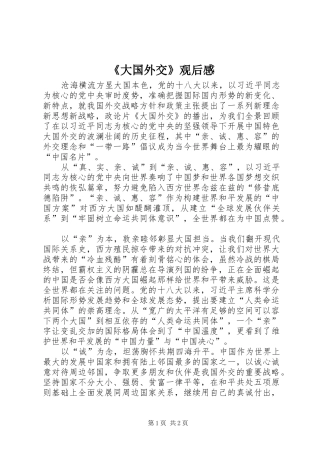 《大国外交》观后感