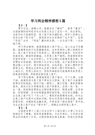 学习两会精神感想5篇