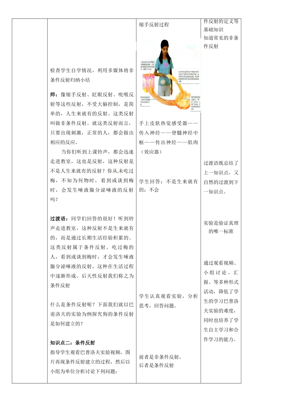 七年级生物下册 3.5.3 神经调节的基本方式教案（2）（新版）济南版-（新版）济南版初中七年级下册生物教案_第3页