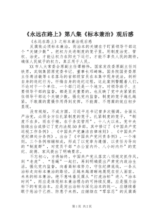 《永远在路上》第八集《标本兼治》观后感