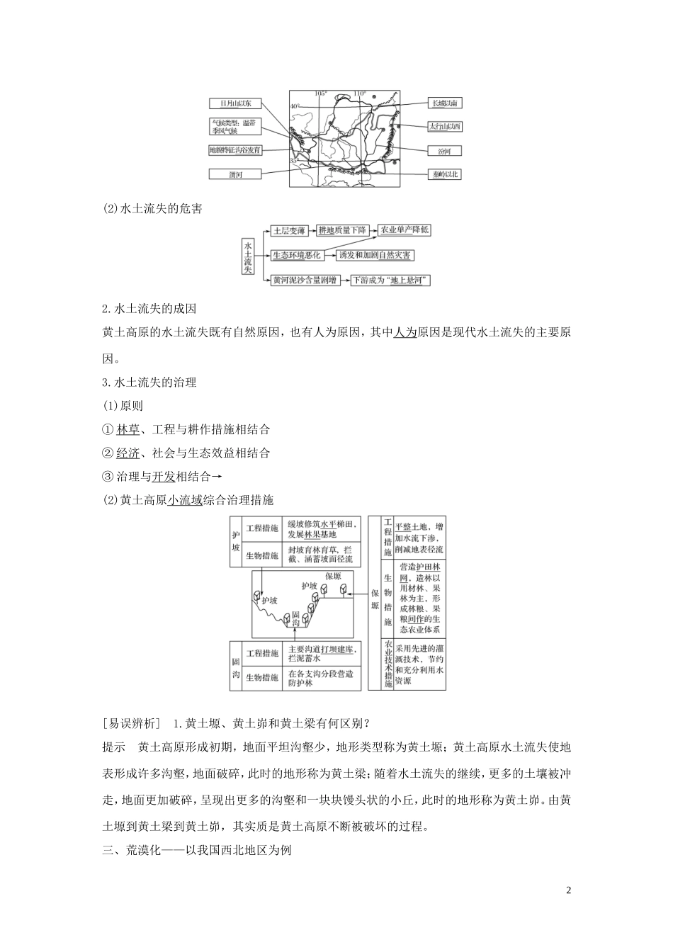 （四川专用）高考地理一轮复习 第十六单元 生态脆弱区治理与流域开发 第39讲 水土流失区与荒漠化地区教案（含解析）新人教版-新人教版高三全册地理教案_第2页