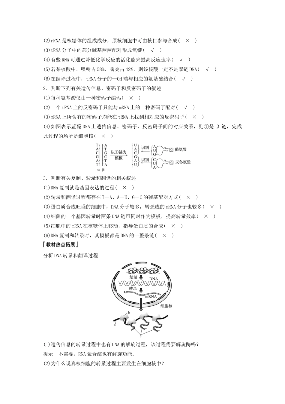 （江苏专用）高考生物新导学大一轮复习 第六单元 遗传的分子基础 第20讲 基因控制蛋白质的合成讲义（含解析）苏教版-苏教版高三全册生物教案_第3页
