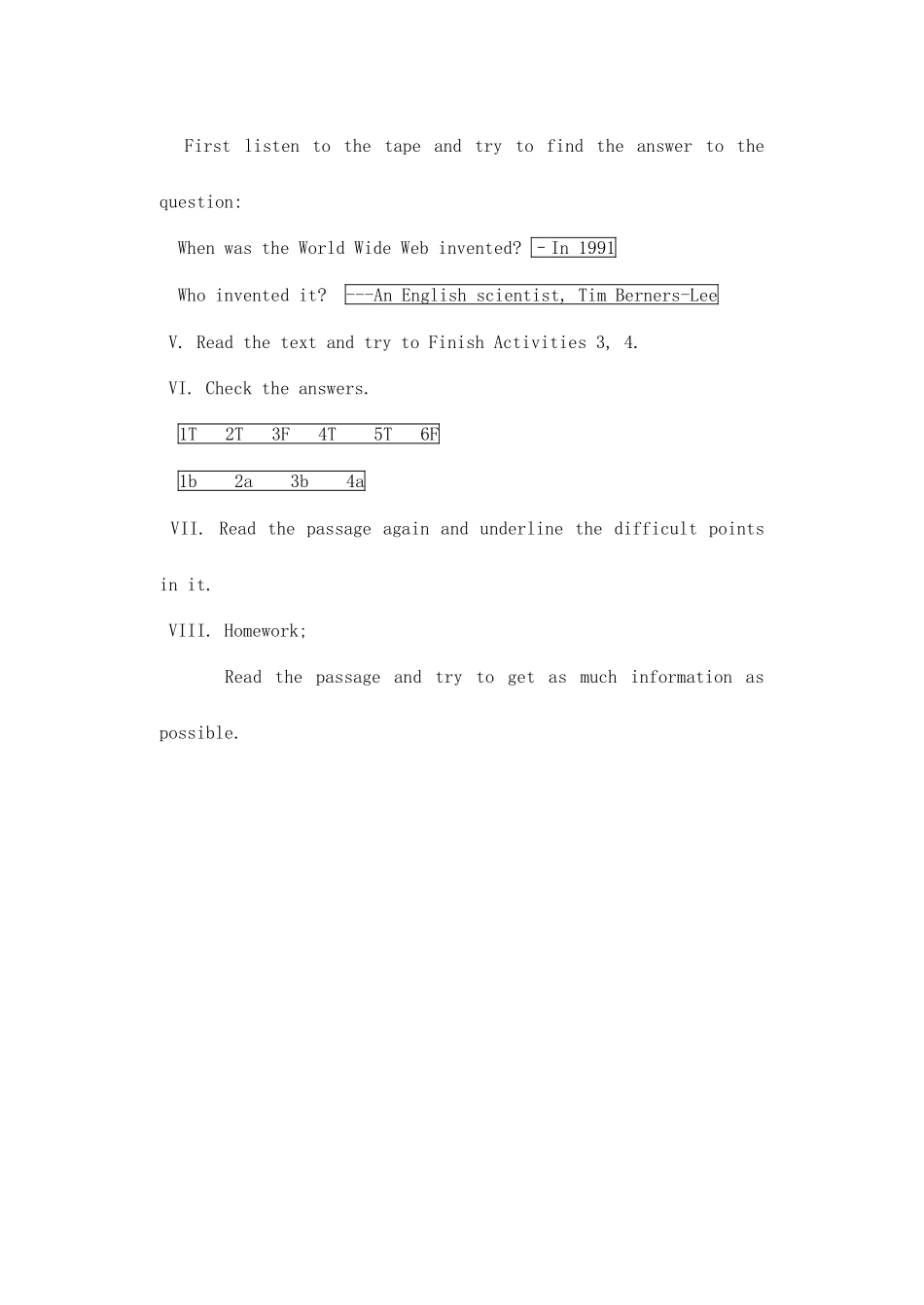 高中英语 Module 6 The Internet and Telecommuniation教案2 外研版必修1-外研版高一必修1英语教案_第2页